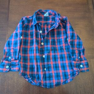 GAP Kids Plaid Button-Down Shirt - Blue and Red